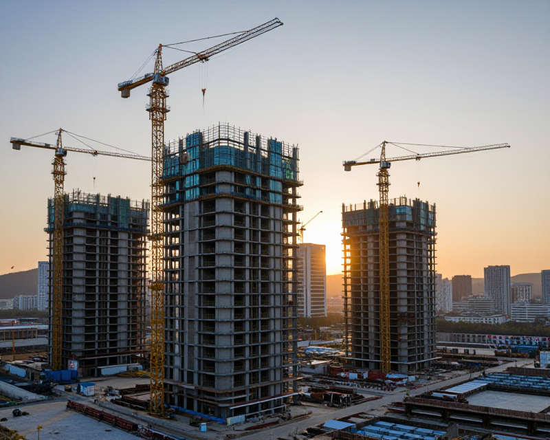 Modern Construction Site in Seoul