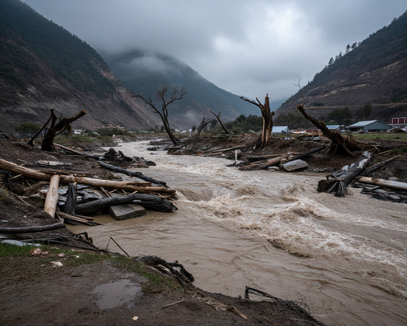 Nepal Flood Disaster Scene